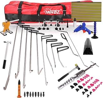 WHDZ Paintless dent Repair Rod 76PCS Paintless Dent Repair Tool Kit Slide Hammer Dent Lifter Bridge Puller Set Light Board Glue Puller Tabs for Car Dent Removal