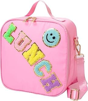 Lunch Box for Women Girl Kids Large Insulated Lunch Bag Adjustable Shoulder Preppy Lunch Bag for School Travel Picnic