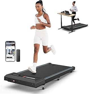 Treadmills with Incline, Under Desk Walking Pad 320lb Capacity, Small Treadmill for Home Office Smart Treadmill Works with ZWIFT KINOMAP Apple Health WELLFIT, AI Voice Control Easy to Move and Store