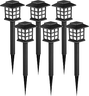 GIGALUMI LED Solar Aisle Lights, 6 Pack Waterproof Lights for Garden, Landscape, Path, Courtyard, Patio, Driveway - Maintain 10 Hours Lighting