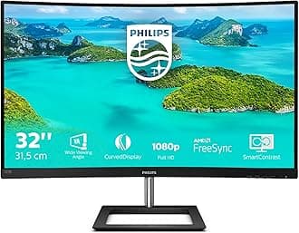 Philips 322E1C - 32 inch FHD Curved Monitor,75Hz, 4ms, VA, AMD FreeSync, Smart Image, Flicker free (1920 x 1080 , 250 cd/m² VGA/HDMI/DP/)