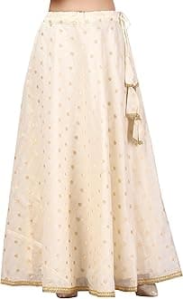 Women's Polyester Readymade Chanderi Silk Long Skirt Lahenga