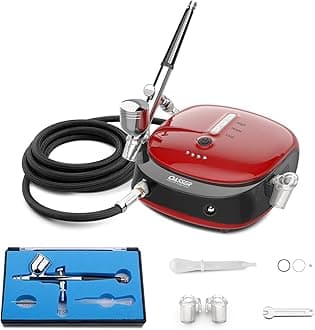 Oasser Dual Action Airbrush Compressor Kit with Rechargeable 1000mAh Lithium Battery, 0.3mm Nozzle 3 Mode Pressure Adjustment, 70 Min Wireless Airbrush for Model, Tattoo, Manicure, Cake, Painting