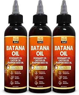 Batana Oil for Hair Growth with Rosemary, Castor, and Pumpkin Seed Oils, 100% Pure Unrefined Honduran Formula, Strengthens, Nourishes, Revives Scalp & Strands, Natural Care for All Types (3PK)