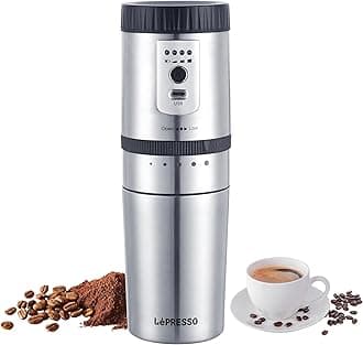 Portable Espresso Maker, Mini Grinding & Coffee Maker, Adjustable Grinding Size, Electric Burr Coffee Grinder, Stainless Steel Blades, Mini Espresso Maker for Travel, Home, Office.