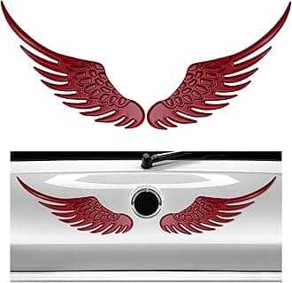 2PCS Angel Wings Car Stickers, 3D Alloy Metal Angel Hawk Eagle Wings Emblem Badge Decal, Anti-Collision Auto Body Logo Sticker, Universal Vehicle Exterior Decor Accessories (Red)