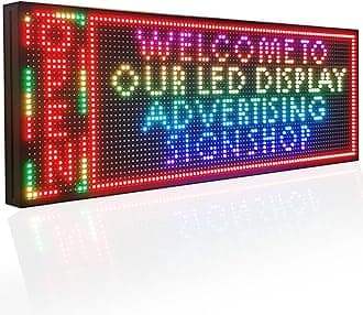 P10 Outdoor Programmable LED Message Board, 39x14 Inch Weatherproof Full-Color Display – WiFi App Controlled Scrolling Text & Images