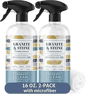 Granite Countertop Cleaner & Polish (2 Pack - With Microfiber) - pH Neutral, Marble Cleaner, Soapstone, Quartz, Stone, Quartzite, Slate, Limestone, Corian, Laminate