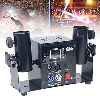 Electric Confetti Cannon Machine Portable Confetti Gun, Professional DJ Confetti Launcher for Partylight Effect Club Bar Wedding Christmas Halloween Carnival Easter,DoubleHead