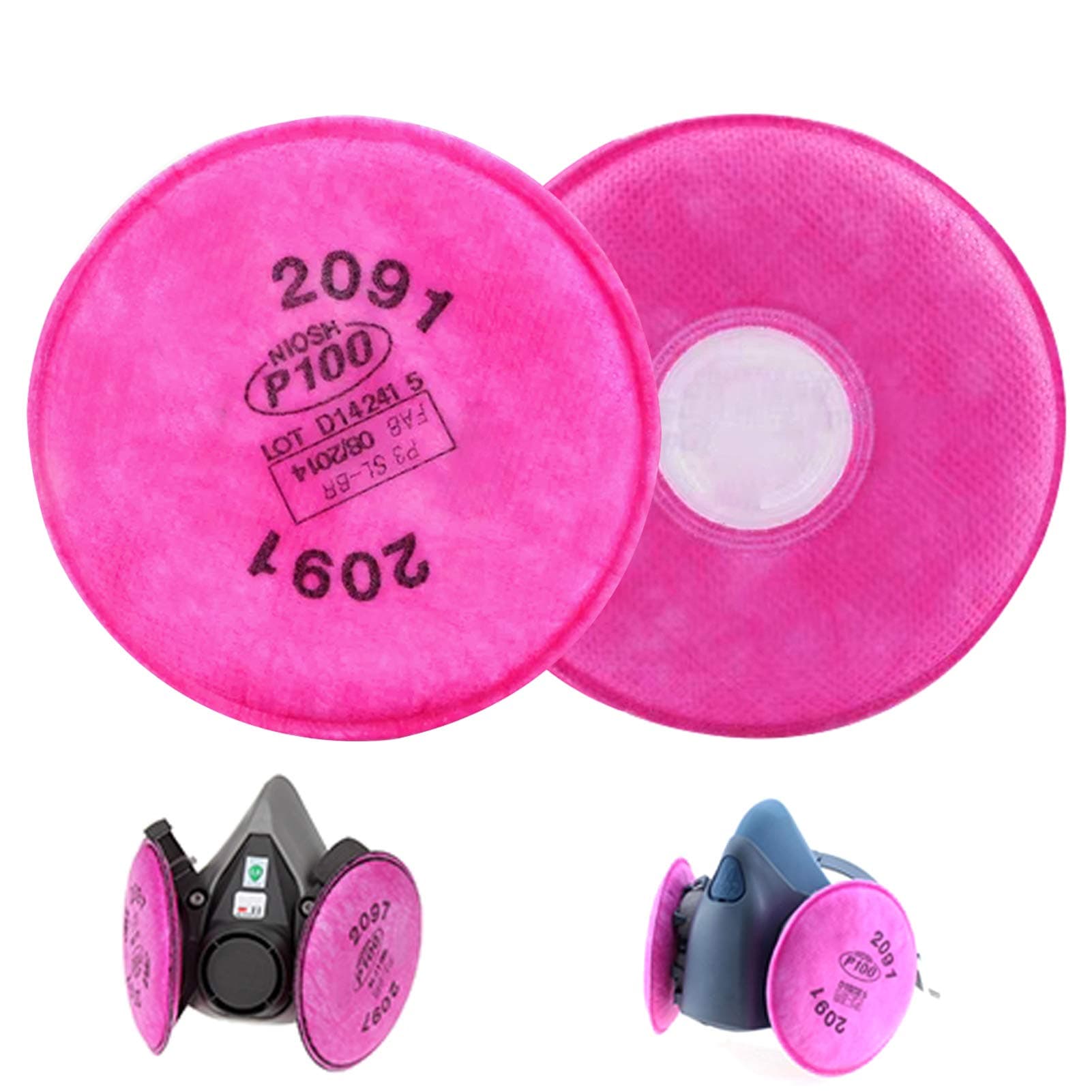 DENGE Particulate Filter Compatible with 2091 P100, Installed on 6000 7000 FF-4 Filter Retainer Use, 4.3 Inch (6 Pcs 3 Pairs)