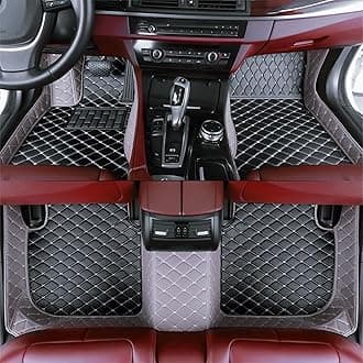 Custom Luxury Car Floor Mats Suitable for All Sedans, Sports Cars,SUV, Business Vehicles, Trucks, Waterproof and Anti Slip Fully Covered Leather Floor Mats (Gray and Black)
