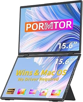 Laptop Screen Extender,15.6" Dual Monitors (Wins/Mac) Folding Stacked Portable Dual Monitor, USB C Travel Extended Computer Display with Triple Portable Monitor for Laptop PC Windows Mac