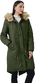 Women's Winter Long Hooded Sherpa Lined Parka Jacket Warm Coat