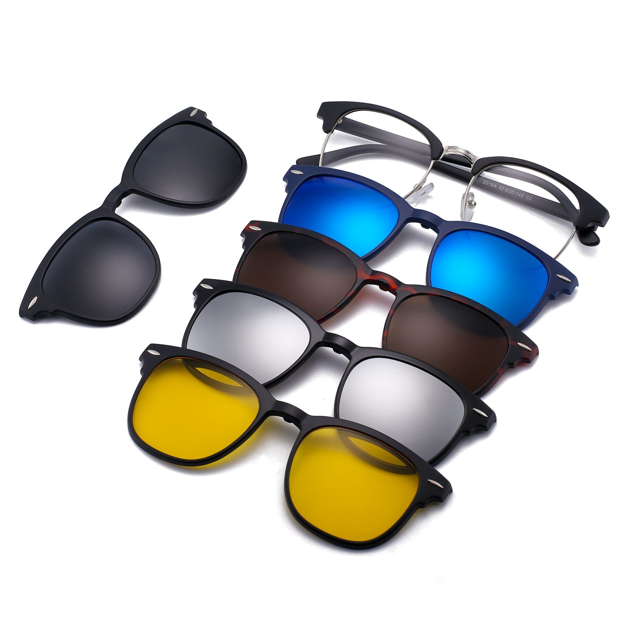 Magnetic 5 Pcs Polarized Clip-on Sunglasses Plastic Frame for Night Driving
