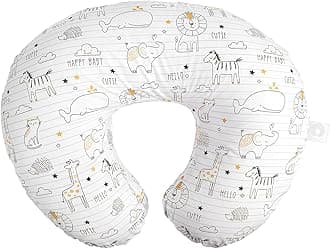 Boppy Original Nursing Pillow, White and Gold Notebook, Ergonomic Nursing Essentials for Bottle and Breastfeeding, Firm Fiber Fill, with Removable Pillow Cover, Machine Washable