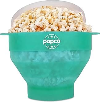 The Original Popco Silicone Microwave Popcorn Popper with Handles, Silicone Popcorn Maker, Collapsible Bowl Bpa Free and Dishwasher Safe - 15 Colors Available (Transparent Aqua)