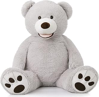 MorisMos Smile Giant Teddy Bear, 51inch Large Stuffed Bears with Big Footprints, Big Stuffed Animals Cuddly Plush Gifts for Girlfriends, Boyfriend, Gray