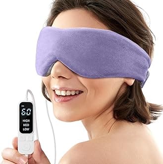 YFONG Heated Eye Mask, Warm Eye Compress Mask for Dry Eyes, USB Electric Heating Pad with Temperature & Timer Control, Dry Sleep Mask for Relax & Reduce Strain Dark Circle Stye Treatment, Purple