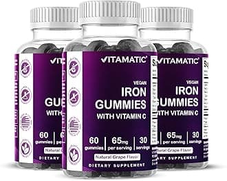 Vitamatic Iron 65 mg Gummies Supplement for Women & Men - 60 Vegan Gummies - Great Tasting Iron Gummy Vitamins with Vitamin C (3)