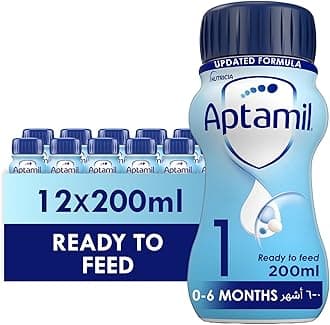 Aptamil Advance 1 Infant Formula Milk Ready to Feed From 0-6 Months, Ready to Drink Liquid Formula, 200ml - Pack of 12