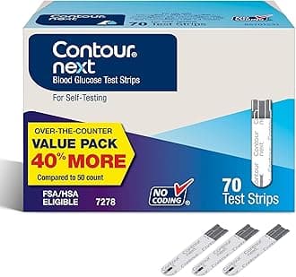 Contour Next Blood Glucose Test Strips for Diabetes – 70 Count (1 Pack) - Accurate, No Coding, Second-Chance Sampling, Compatible with All Contour Next Meters for Easy Blood Sugar Testing