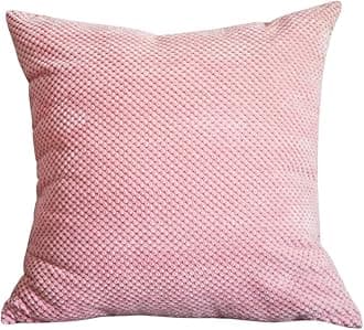 Lutanky Corduroy Cushion Covers Super Soft Pineapple Grid Throw Pillow Cases for Sofa Bedroom Home Decor（45 x 45 cm） (pink,1 Piece)