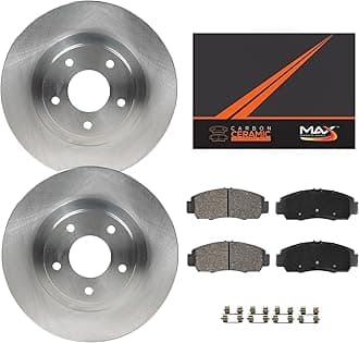 Max Advanced Brakes Front Brake Kit Compatible With 2019 2020 2021 2022 2023 Ram 1500 Replacement Premium OE Disc Brake Rotors and Ceramic Brake Pads