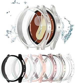 Cuteey 6+6 Pack for Samsung Galaxy Watch 7 Screen Protector Case 40mm, Hard PC Bumper Cover with Anti-Fog Tempered Glass Film for Galaxy Watch 7 Accessories,40mm