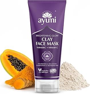 Brightening Clay Mask for Dull Skin | Turmeric Face Mask | Clay Face Mask for Pores | Vitamin C for Dark Spot Treatment | Hydrating Face Mask with Argan Oil |Natural Mask for Face care | 1x100ml