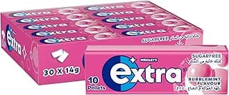 Extra White Chewing Gum, Sugar Free Bubblemint, Pack of 30
