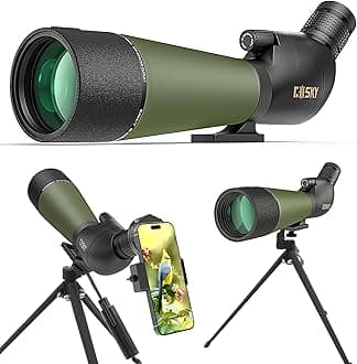 Flagship DiamondEdge 20-60x80 Spotting Scope with Tripod, Carrying Bag and Quick Phone Holder - BAK4 High Definition Waterproof Spotter Scope for Bird Watching Wildlife observing,Green