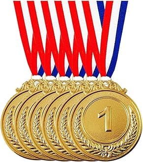 Jauisus 6 Pcs Gold Medals for Awards for Kids and Adults, 1st Place Metal Award Medals Olympic Style Winner Awards for Sports, Party, Tournaments, Prizes, Competitions, 2 Inches