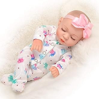 Ecore Fun 10 inch Baby Girl Doll Reborn and Clothes Set Realistic Washable Silicone Baby Doll New Born with Soft White Elephant Pattern Clothes and Headband