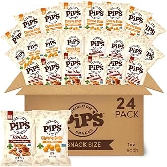 Pip’s Heirloom Puffed Snacks Variety Pack – 1 oz Bags (24 pk) – Individually Wrapped Snack Packs with Cheddar Cheese Balls & Cinnamon Sugar Twists – Made With Avocado Oil – Better For You Snacks, Seed Oil Free, Gluten Free, Non-GMO, Heirloom Corn