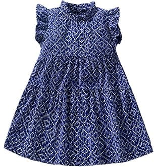 LMYOVE Toddler Girls Summer Casual Dress, Little Girls Cartoon Print Short Sleeve Dress 2-8Y