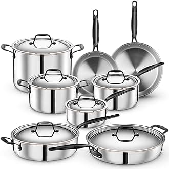 Legend 14 pc Copper Core Stainless Steel Pots & Pans Set | Pro Quality 5-Ply Clad Cookware | Professional Chef Grade Home Cooking, All Kitchen Induction & Oven Dishwasher Safe | PFOA, PTFE & PFOS Free