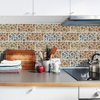 Cement Bricks Effect Wall Sticker for TV Walls/Sofa Background Bedroom Kitchen Bathroom Wall Decor,Tile Transfers Sticker for Home Decor, Peel & Stick self-Adhesive Splashback Tile Decals, 9 pcs