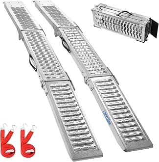 LIEKUMM 2PCS Tri-Fold Motorbike Ramp, 194 cm Motorcycle Ramps for Pickup Trucks, 440 kg Capacity Steel Heavy Duty Car Ramps, Van Ramp for E-bikes, Motocycles, Trolleys, Garden Tractors, ATVs, UTVs