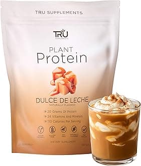 Plant Based Protein Powder, BCAA, EAA, 20g Vegan Protein, 100 Calories, 27 Vitamins, No Artificial Sweeteners 25 Servings 25 Servings (Dulce De Leche)