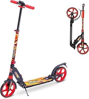 Skidee Kick Scooter for Kids Ages 6-12 - Large Sturdy Wheels, Anti-Shock Suspension with Adjustable Handlebar Up to 41" High - Foldable, Lightweight Scooters for Kids, Teens & Adult, Max Load 220 Lbs