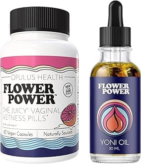 Flower Power – She Juicy Vaginal Moisturizer & Yoni Oil – Feminine Health Bundle with Slippery Elm Bark – Natural Moisturizing and Balance Solution for pH, Dryness, and Intimate Care – Made in USA