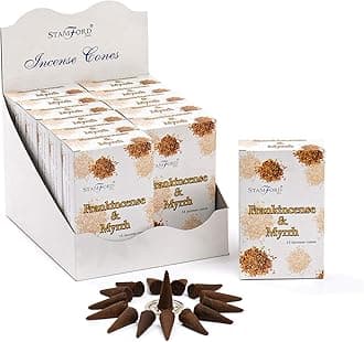 Stamford FrankIncense, Incense Cones, 15 Cones x 12 Packs, Black