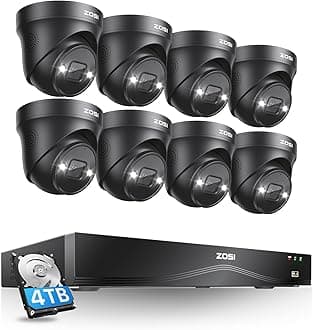 16CH 4K PoE Security Camera System with 4TB HDD,8pcs 8MP 4K PoE Cameras Outdoor Indoor,Person Vehicle Detection,Two-Way Talk,Spotlight Siren Alarm,Color Night Vision,8MP NVR for 24/7 Recording