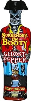 Surrender the Booty Ghost Pepper Hot Sauce – Bhut Jolokia Extreme Gourmet Heat – Premium Novelty Pirate Gift Bottle – Hot Sauce Challenge – 5oz