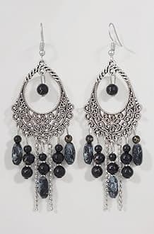 Shining Diva Fashion Latest Bohemian Oxidized Silver Earrings For Women & Girls