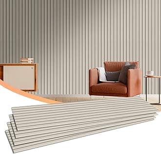 5 Pack Light Camel Self-Adhesive Acoustic Wall Panels - 47x12x0.4in Soundproof Treatment with Easy Install for Home Office, Studio & Theater