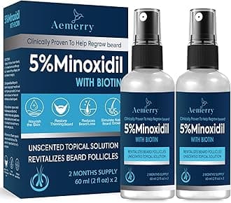Minoxidil Beard Growth Oil, 5% Minoxidil Hair Growth Kit, 5% Minoxidil for Men Beard Growth Spray Infused with Bitoin, Extra Strength Beard Growth Serum to Increase Thickness and Volume Faster
