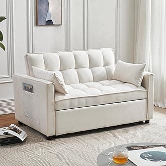 Sleeper Sofa Bed, 3 in 1 Pull Out Couch Bed with Adjustable Backrest, Modern Sofa Couch for Living Room, Convertible Sofa Bed for Bedroom. (White)