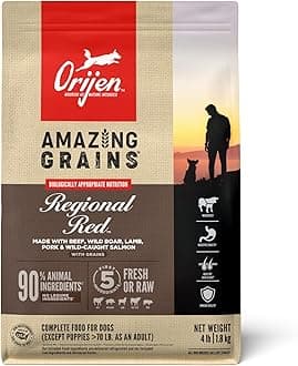 ORIJEN Amazing Grains High Protein Dry Dog Food Regional Red Recipe 4lb Bag