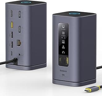 Baseus Spacemate Displaylink Docking Station USB C, 11 in 1, 3 Monitor 4K, 10Gbps USB-C/A, PD 100W, Ethernet, Audio, for M1/M2/M3/Win and MacOS